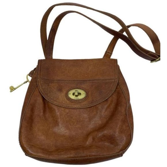 Fossil brown leather shoulder bag - Picture 1 of 12